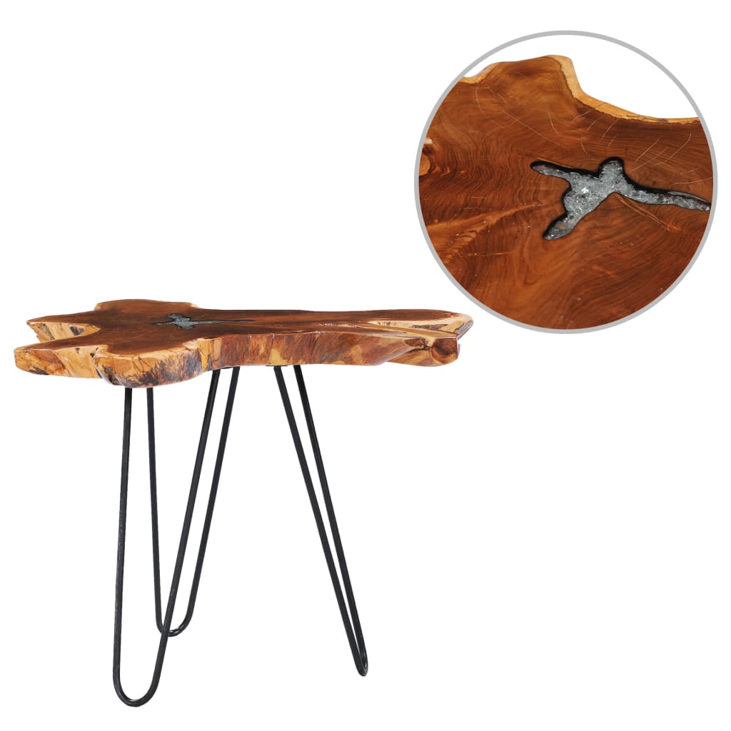 Coffee Table 27.5"x17.7" Solid Teak Wood and Polyresin
