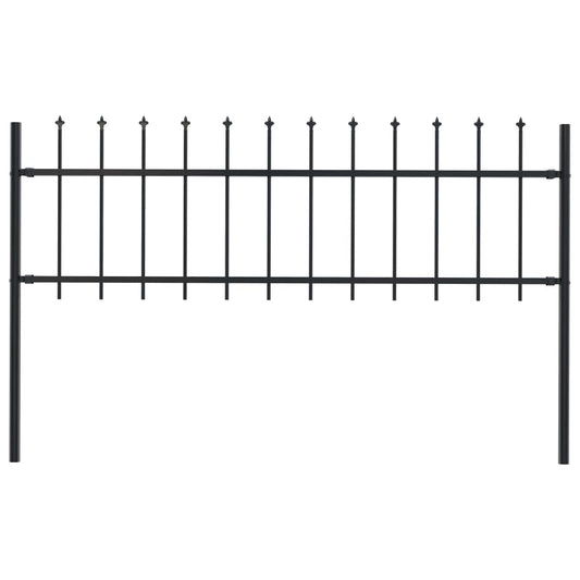 Garden Fence with Spear Top Steel 66.9"x23.6" Black