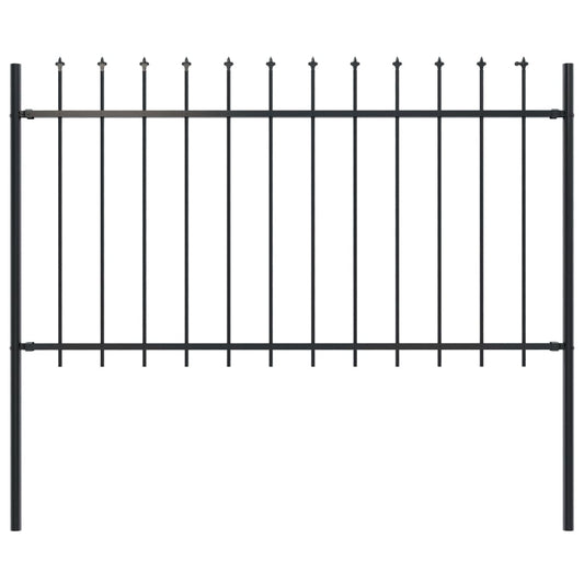 Garden Fence with Spear Top Steel 66.9"x39.4" Black