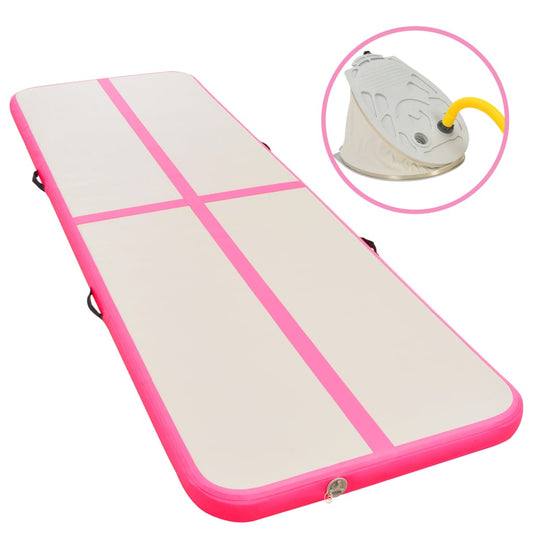 Inflatable Gymnastics Mat with Pump 157.4"x39.3"x3.9" PVC Pink