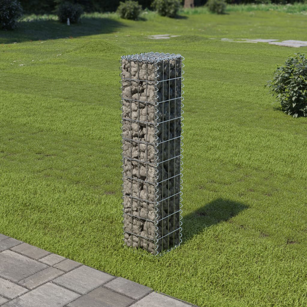 Gabion Wall with Covers Galvanized Steel 7.87"x7.87"x39.4"