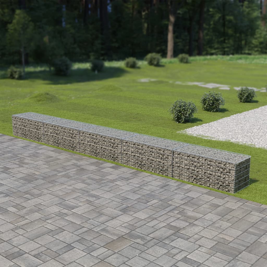 Gabion Wall with Covers Galvanized Steel 236"x19.7"x19.7"