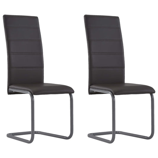 Cantilever Dining Chairs 2 pcs Brown Faux Leather