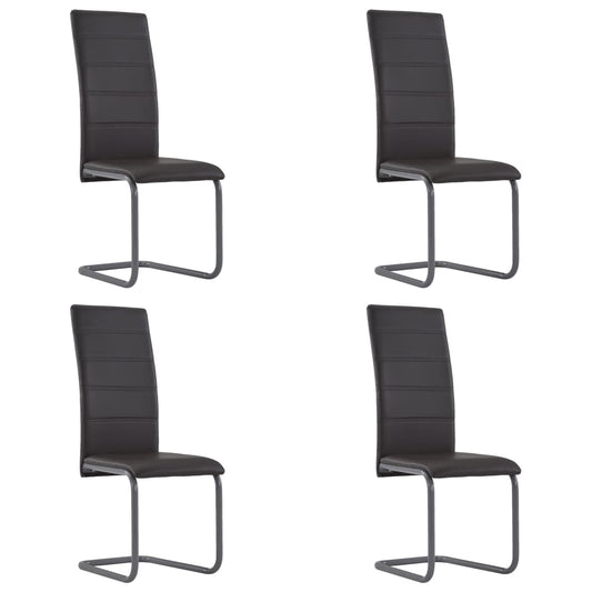 Cantilever Dining Chairs 4 pcs Brown Faux Leather