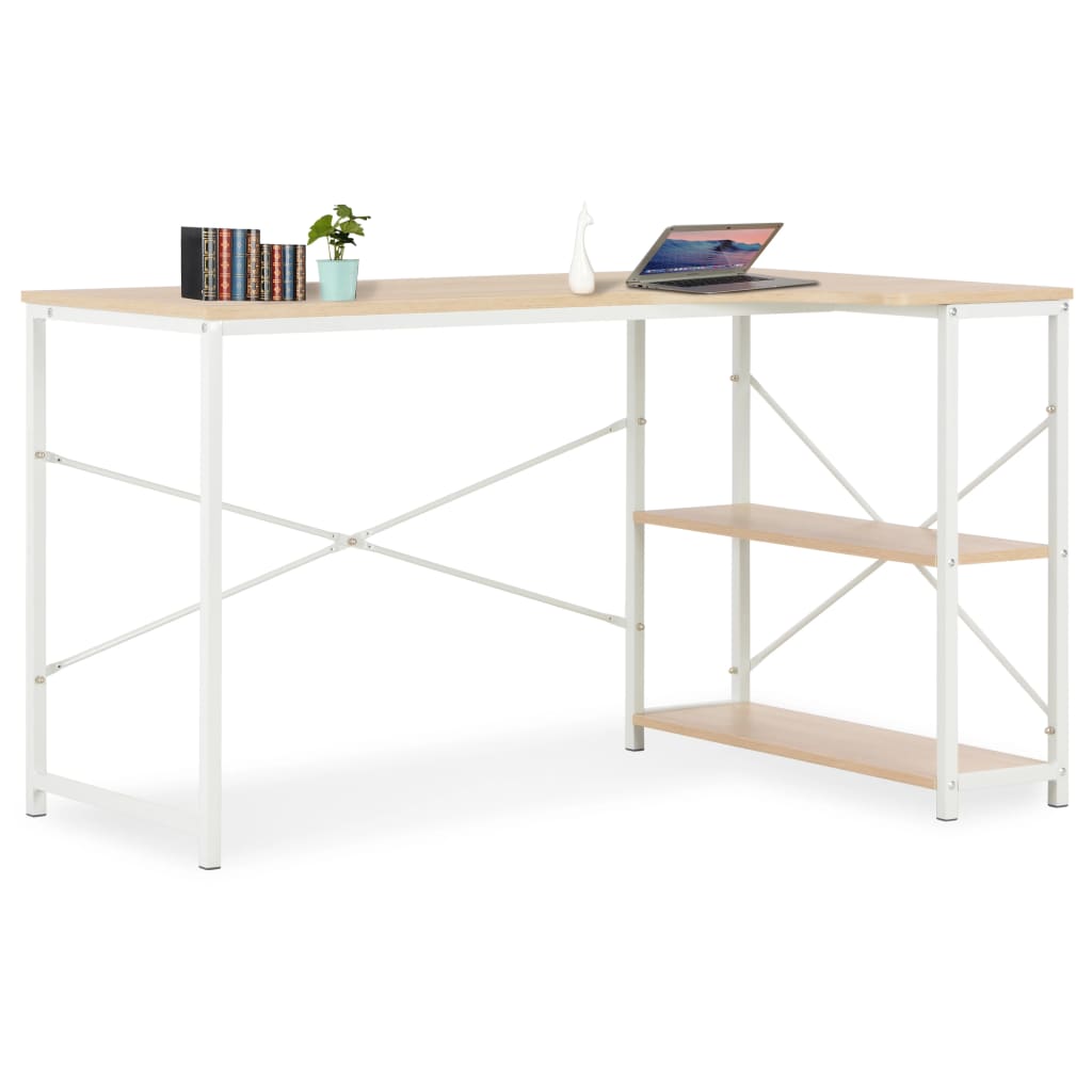 Computer Desk White and Oak 47.2"x28.3"x27.6"