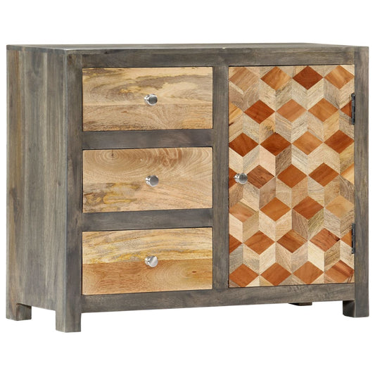 Side Cabinet Gray 29.5"x11.8"x23.6" Solid Mango Wood