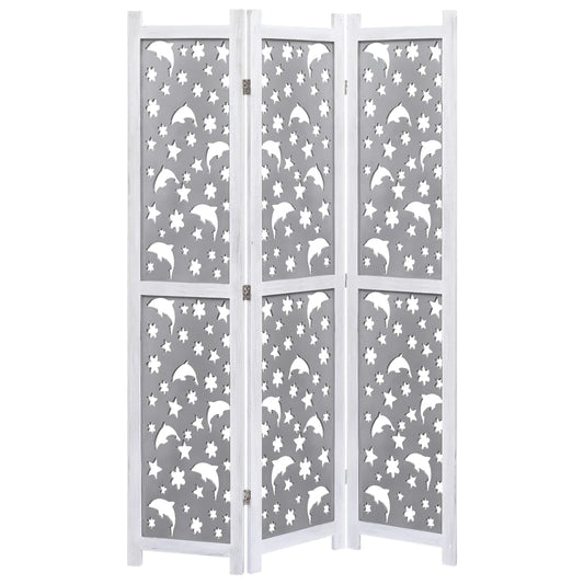 3-Panel Room Divider Gray 41.3"x65" Solid Wood