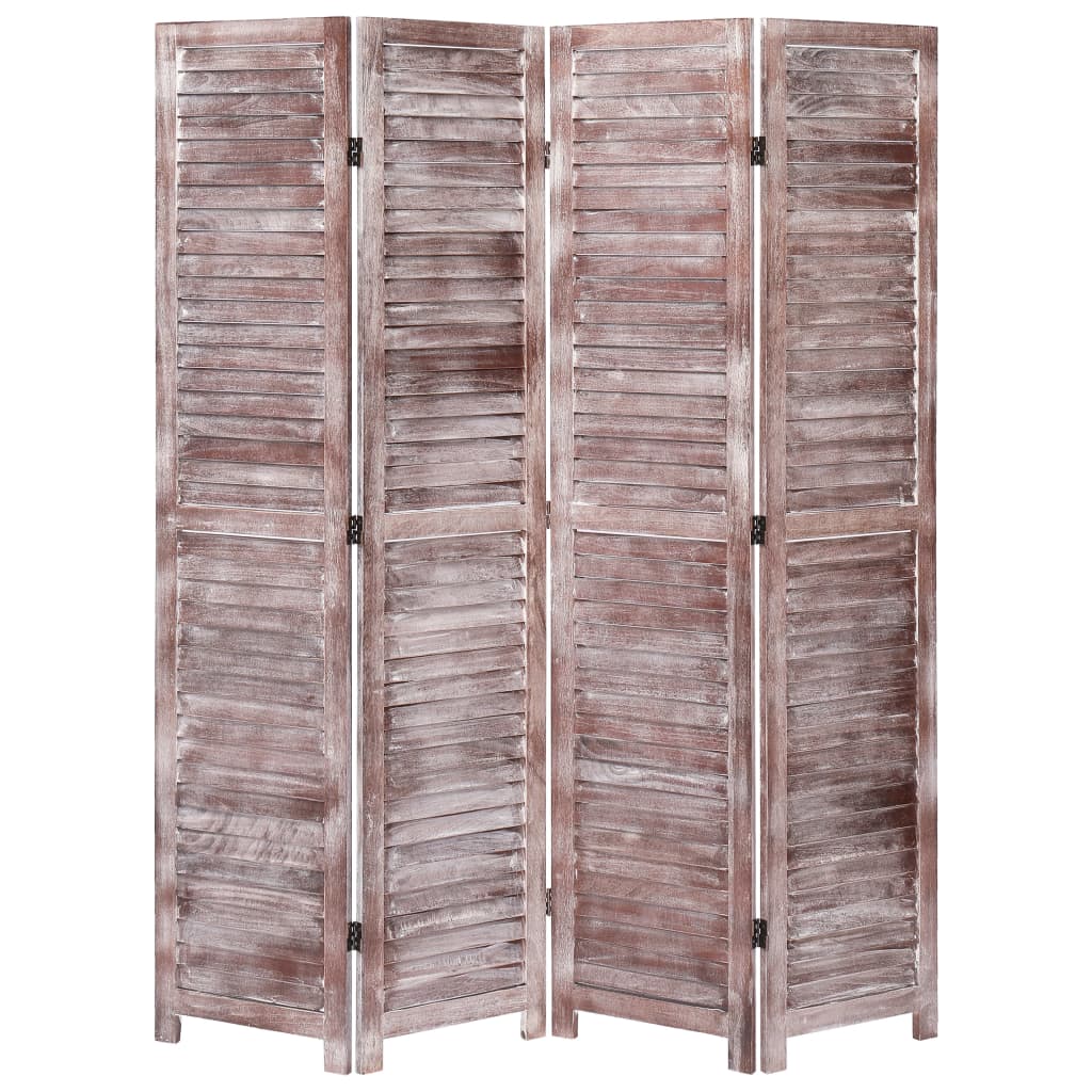 4-Panel Room Divider Brown 55.1"x65" Wood