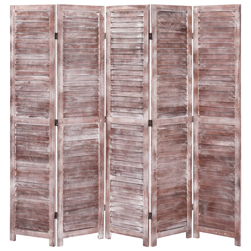5-Panel Room Divider Brown 68.9"x65" Wood