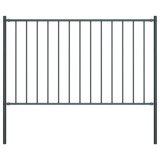 Fence Panel with Posts Powder-coated Steel 5.6'x2.5' Anthracite