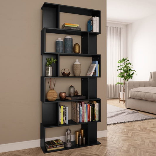 Book Cabinet/Room Divider Black 31.5"x9.4"x75.6" Engineered Wood