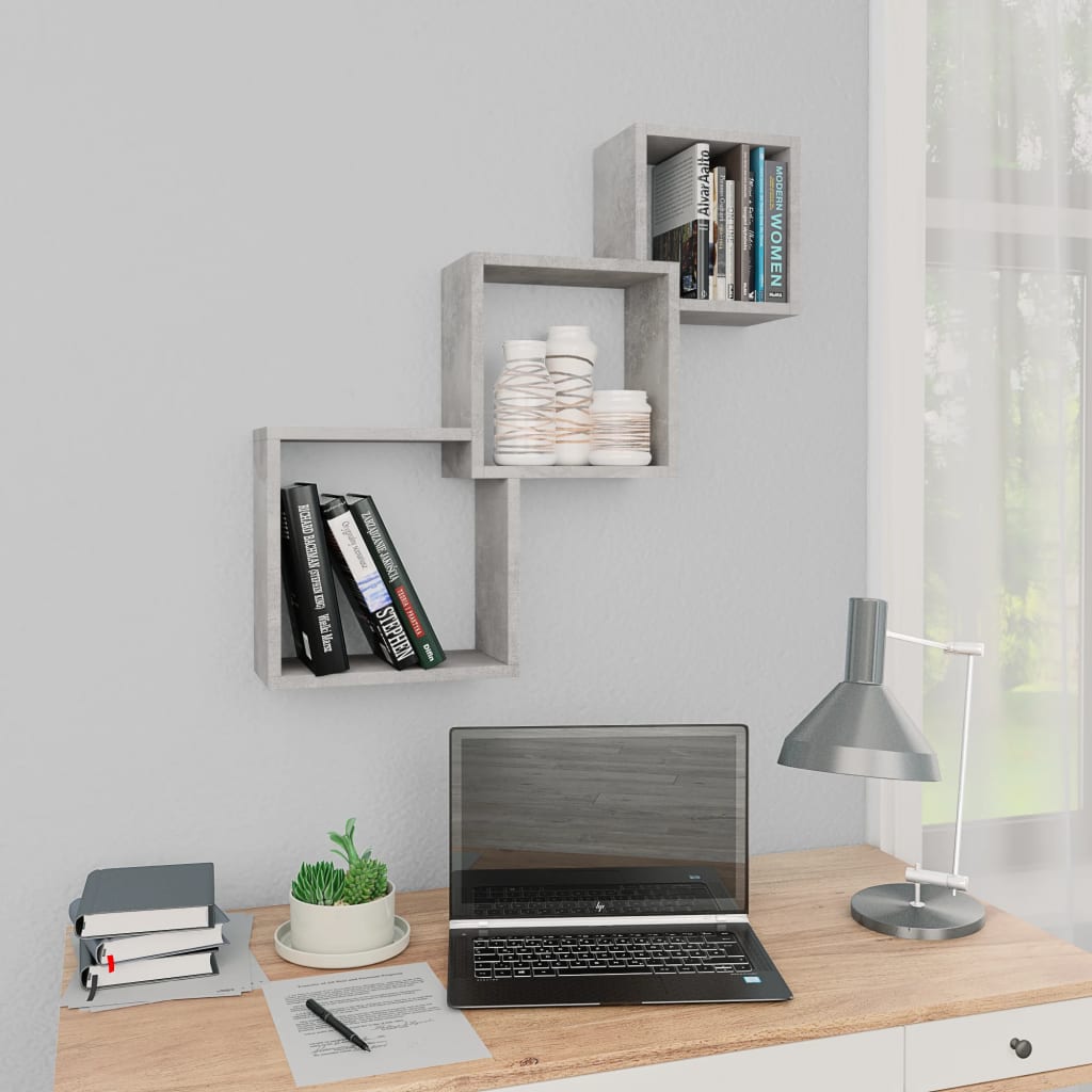 Cube Wall Shelves Concrete Gray 26.8"x5.9"x26.8" Engineered Wood