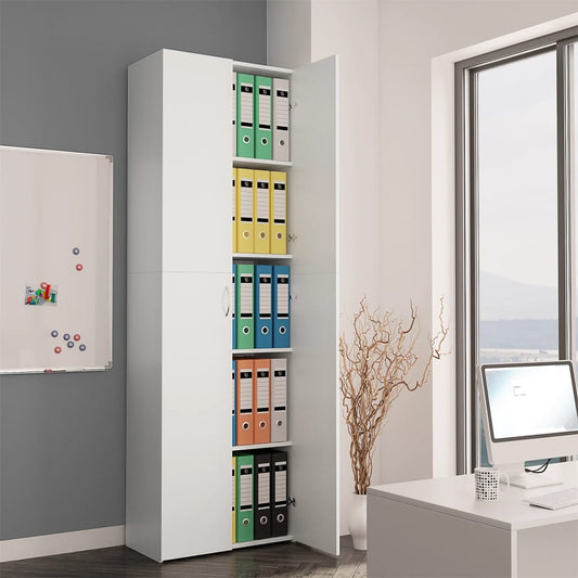 Office Cabinet White 23.6"x12.6"x74.8" Engineered Wood