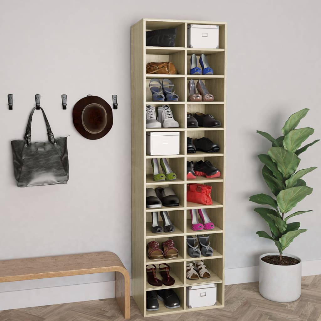 Shoe Cabinet Sonoma Oak 21.3"x13.4"x72" Engineered Wood