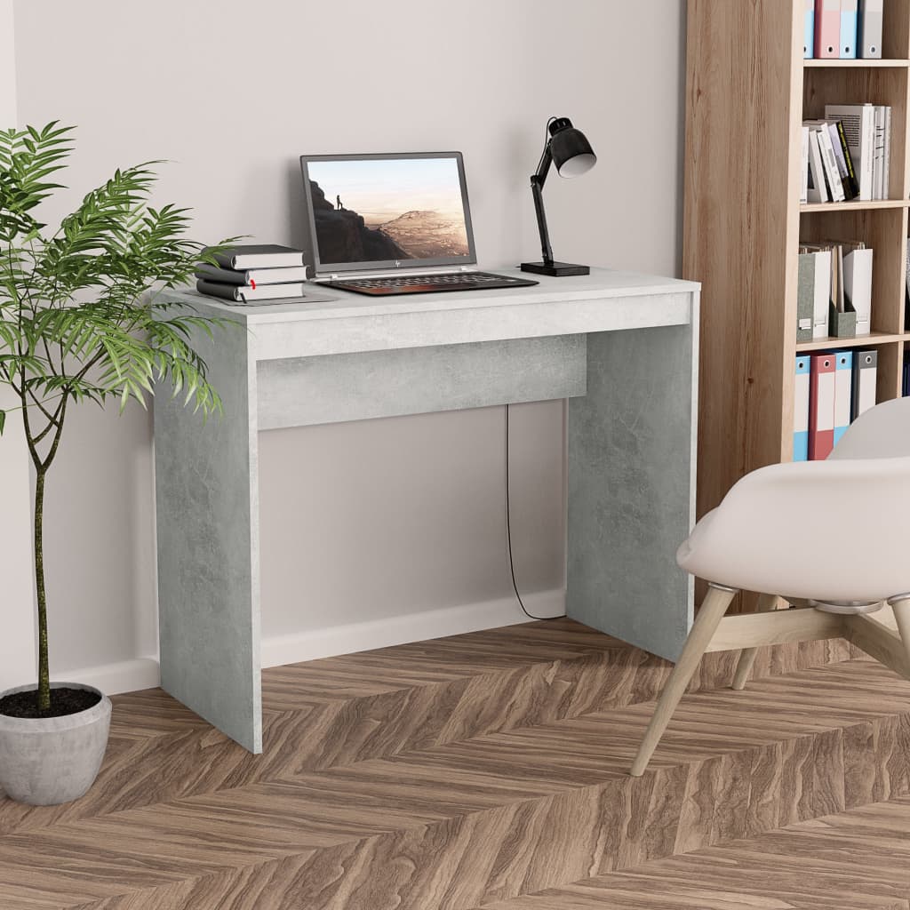 Desk Concrete Gray 35.4"x15.7"x28.3" Engineered Wood