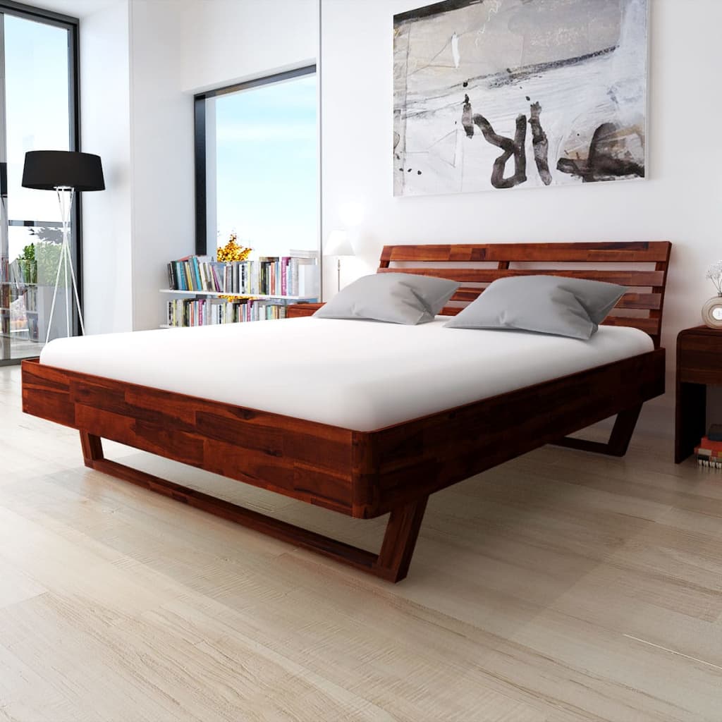 Bed Frame Solid Acacia Wood 70.9"x78.7"