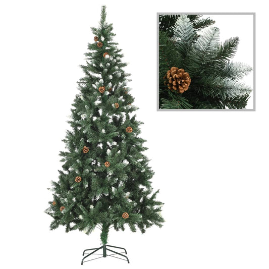 Artificial Christmas Tree with Pine Cones and White Glitter 7 ft