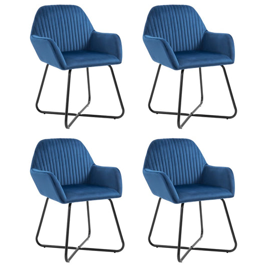 Dining Chairs 4 pcs Blue Velvet