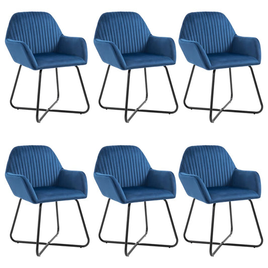 Dining Chairs 6 pcs Blue Velvet