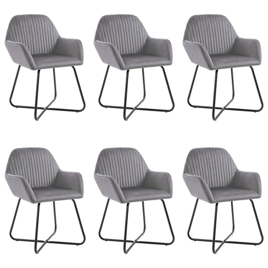 Dining Chairs 6 pcs Gray Velvet