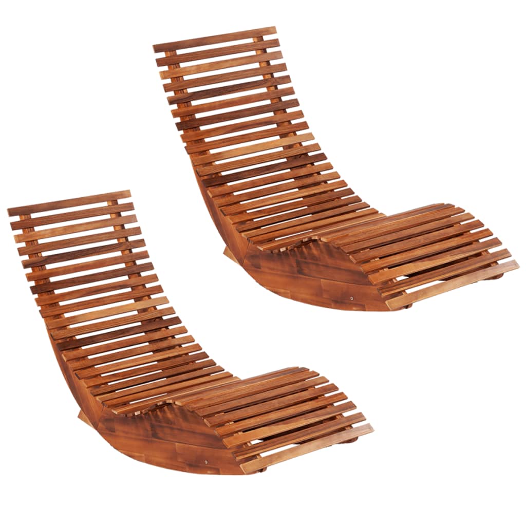 Rocking Sun Loungers 2 pcs Acacia Wood
