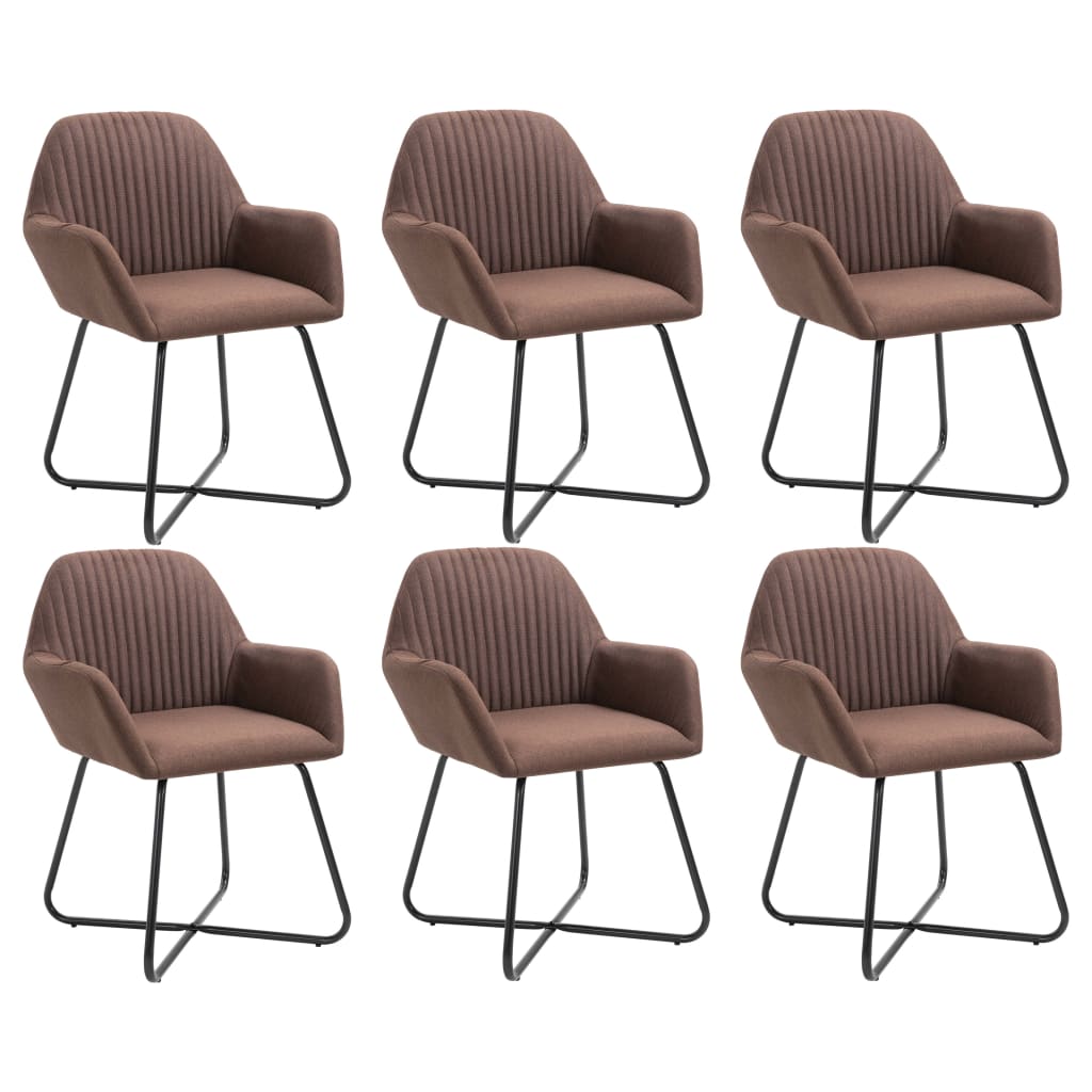 Dining Chairs 6 pcs Brown Fabric
