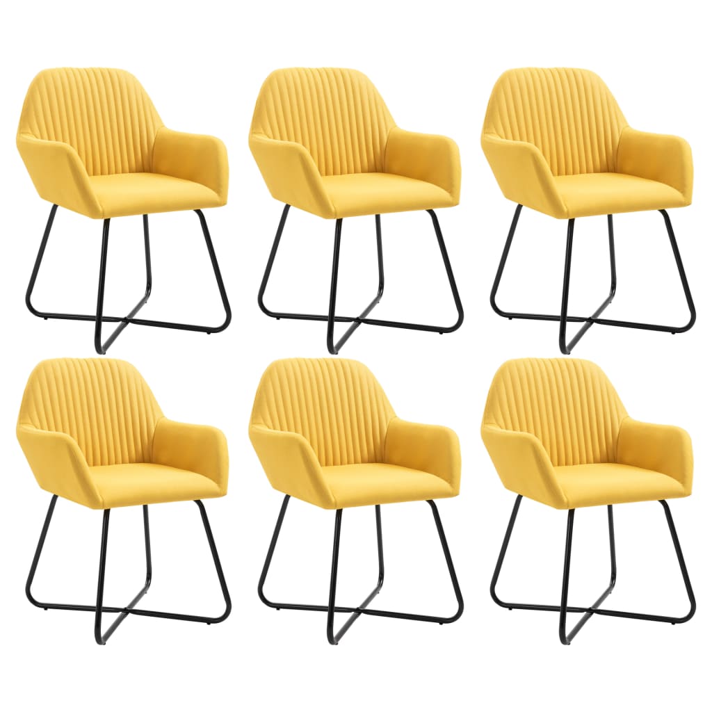 Dining Chairs 6 pcs Yellow Fabric