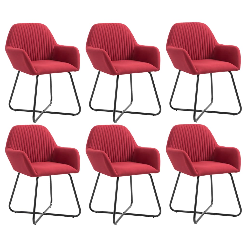 Dining Chairs 6 pcs Wine Red Fabric