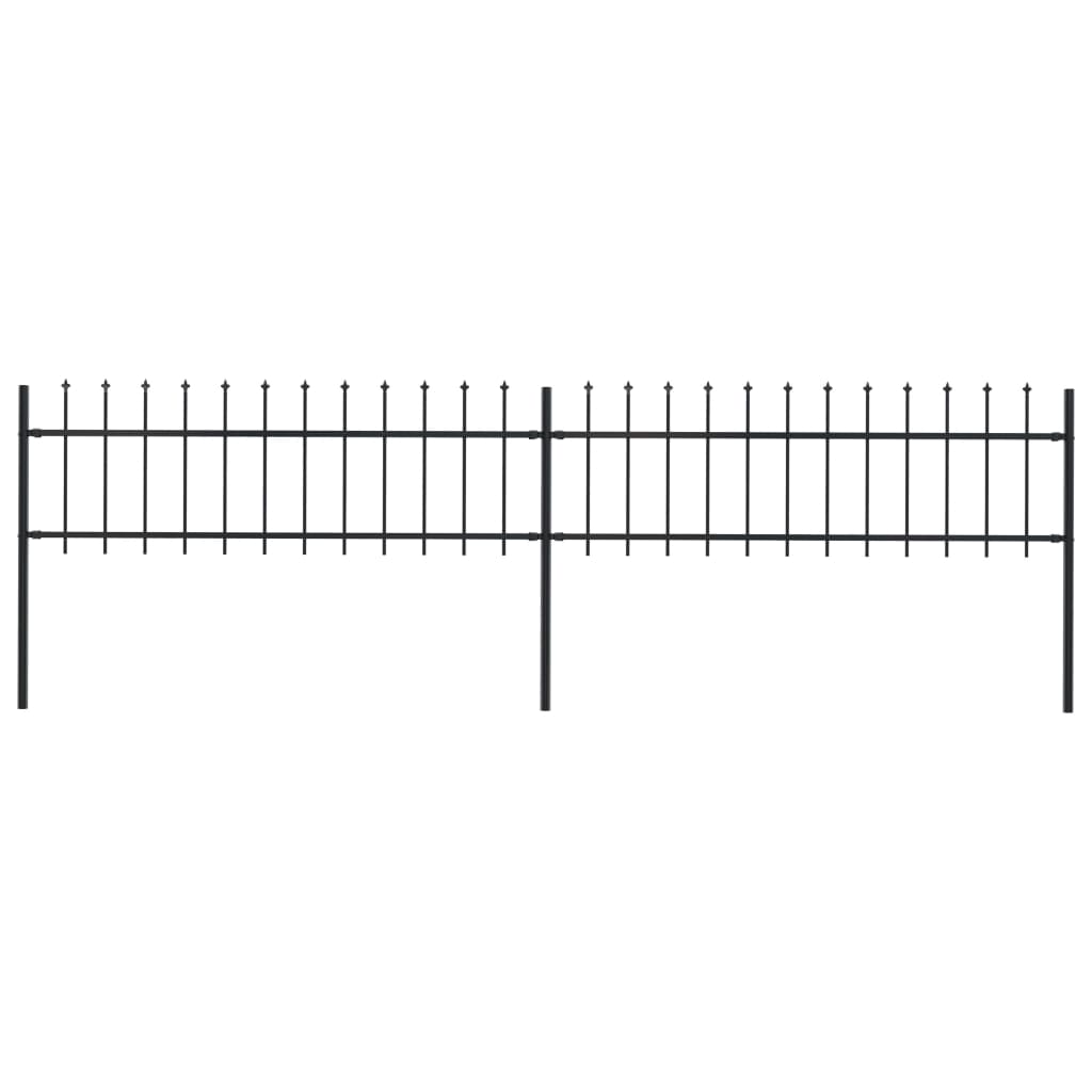 Garden Fence with Spear Top Steel 133.9"x23.6" Black