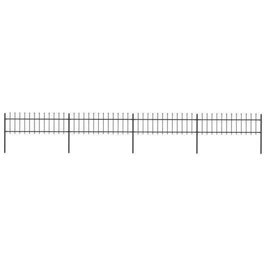 Garden Fence with Spear Top Steel 267.7"x23.6" Black