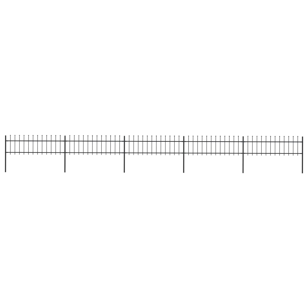 Garden Fence with Spear Top Steel 334.6"x23.6" Black