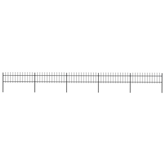 Garden Fence with Spear Top Steel 334.6"x23.6" Black