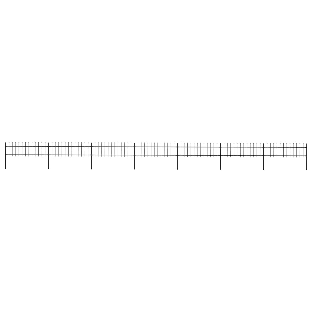 Garden Fence with Spear Top Steel 468.5"x23.6" Black