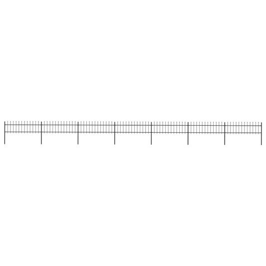 Garden Fence with Spear Top Steel 468.5"x23.6" Black