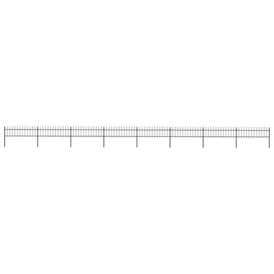 Garden Fence with Spear Top Steel 535.4"x23.6" Black
