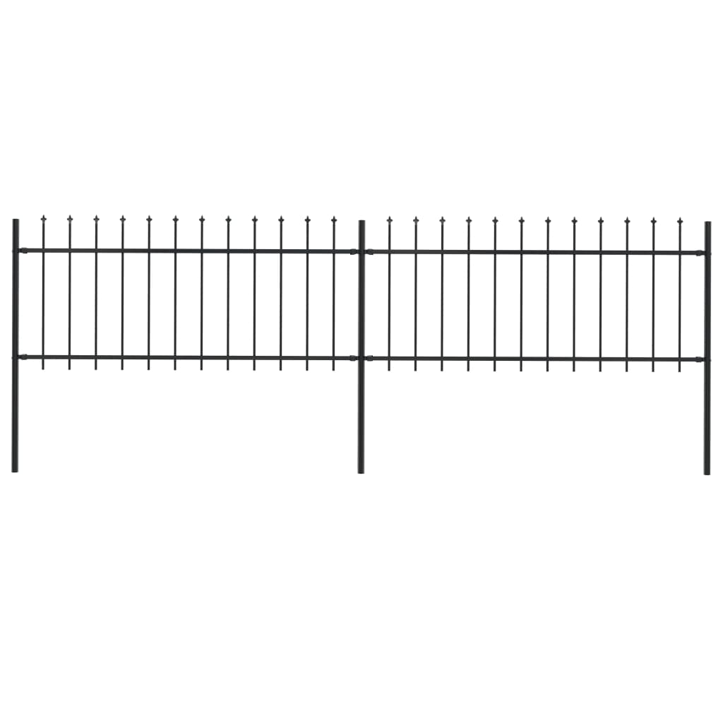 Garden Fence with Spear Top Steel 133.9"x31.5" Black