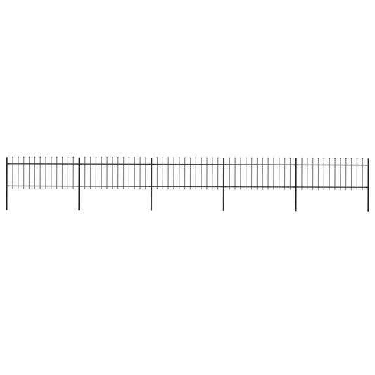 Garden Fence with Spear Top Steel 334.6"x31.5" Black