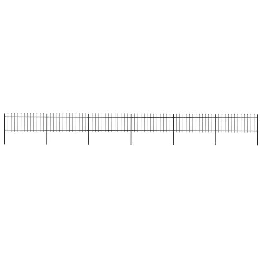 Garden Fence with Spear Top Steel 401.6"x31.5" Black