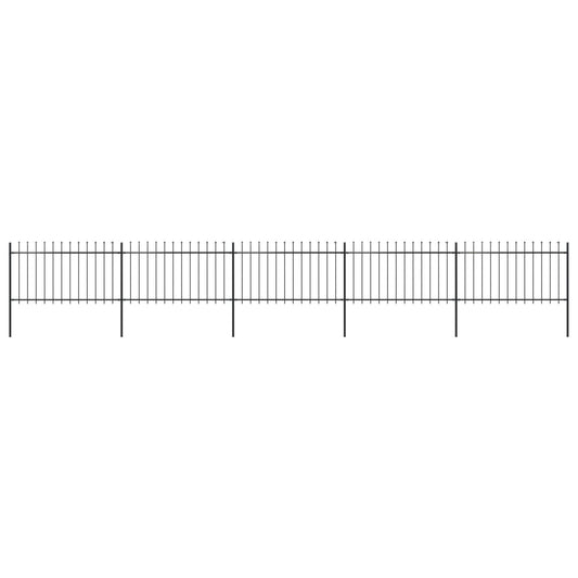 Garden Fence with Spear Top Steel 334.6"x39.4" Black