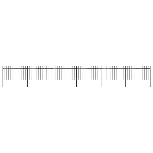 Garden Fence with Spear Top Steel 401.6"x39.4" Black