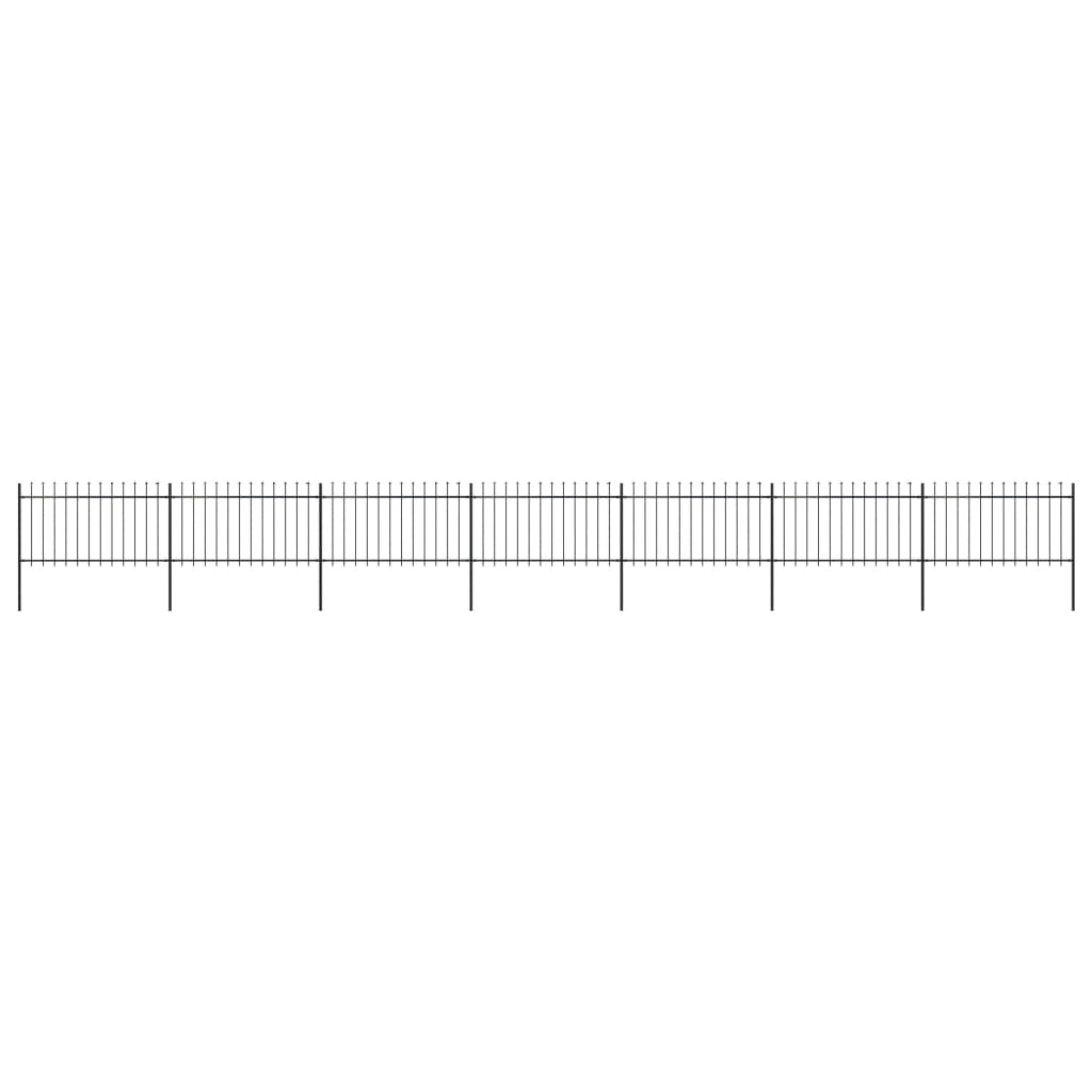 Garden Fence with Spear Top Steel 468.5"x39.4" Black