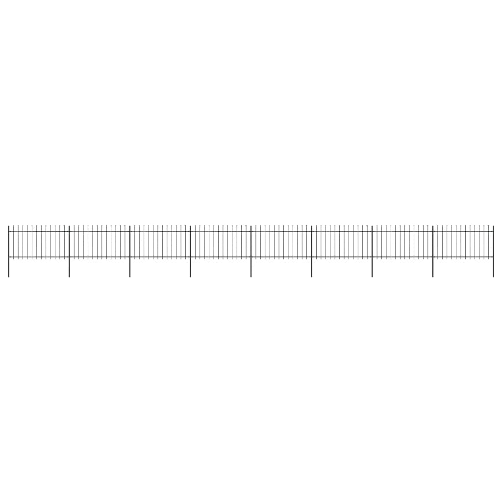 Garden Fence with Spear Top Steel 535.4"x39.4" Black