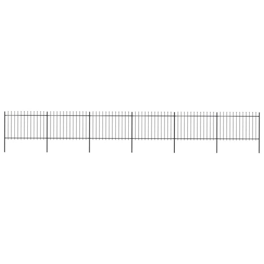 Garden Fence with Spear Top Steel 401.6"x47.2" Black