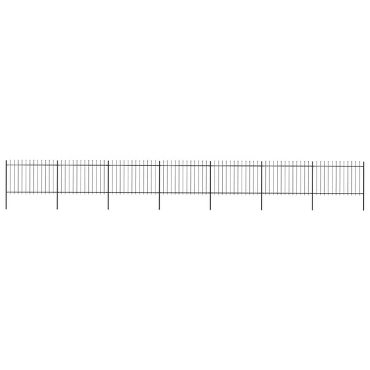 Garden Fence with Spear Top Steel 468.5"x47.2" Black