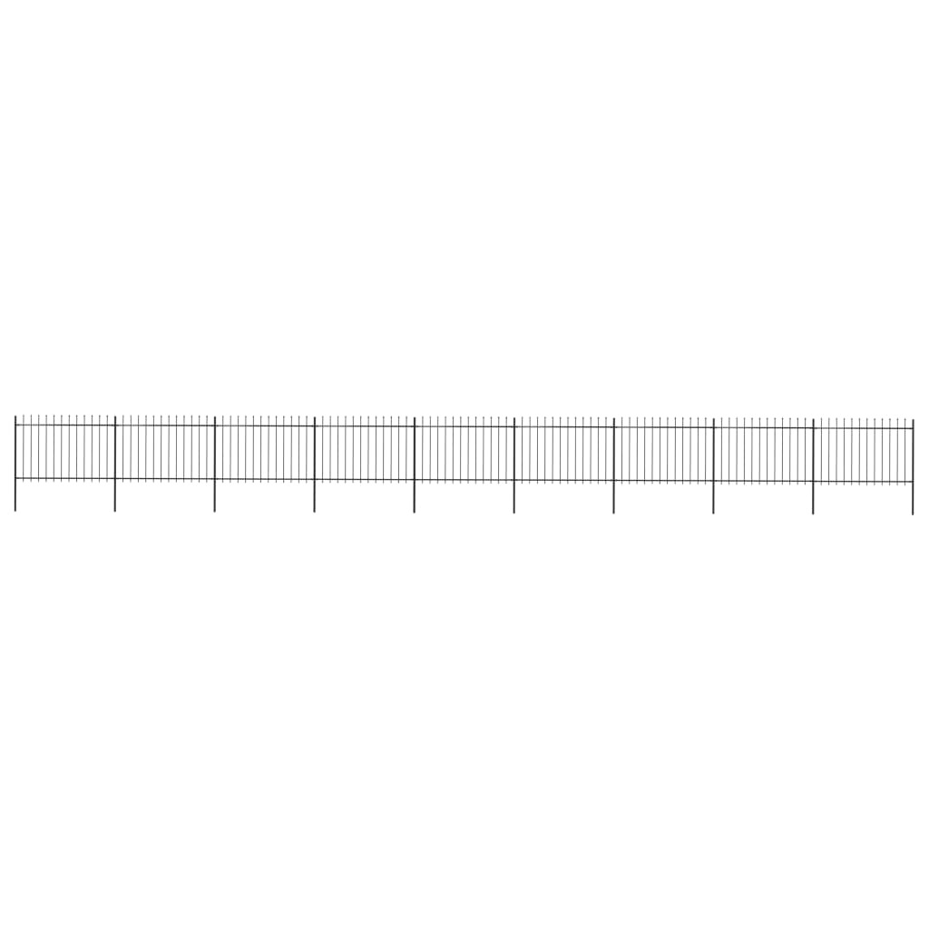 Garden Fence with Spear Top Steel 602.4"x47.2" Black