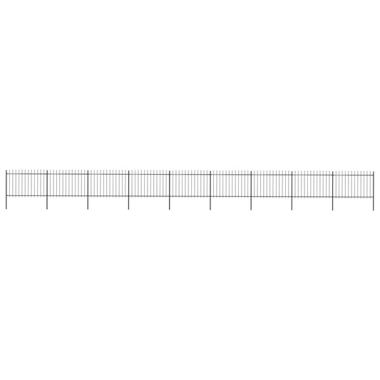 Garden Fence with Spear Top Steel 602.4"x47.2" Black