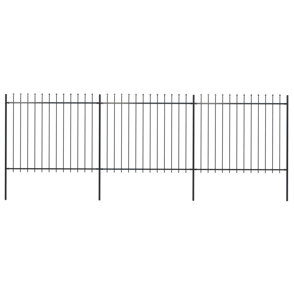 Garden Fence with Spear Top Steel 200.8"x59.1" Black