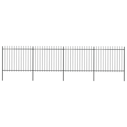 Garden Fence with Spear Top Steel 267.7"x59.1" Black