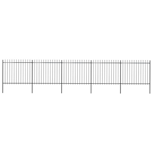Garden Fence with Spear Top Steel 334.6"x59.1" Black