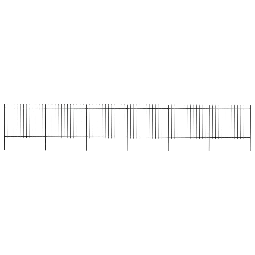 Garden Fence with Spear Top Steel 401.6"x59.1" Black